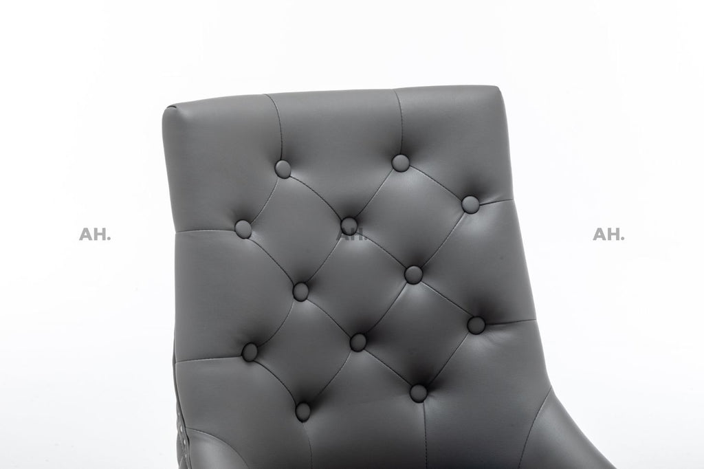 Oakwood Dolce Grey Ring Knockerback PU Leather Dining Chairs