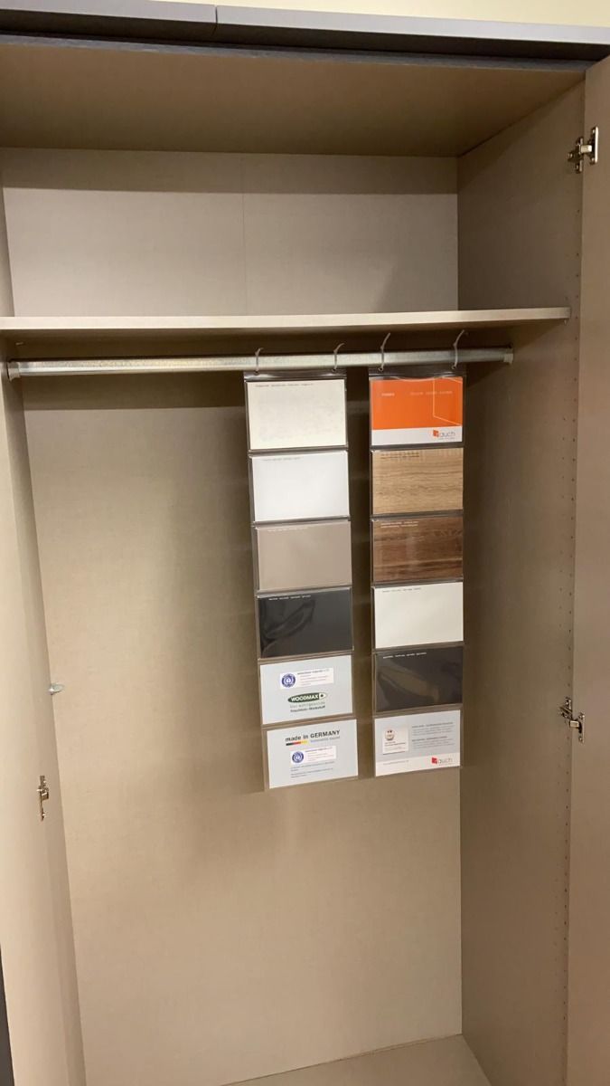 Oakwood Rauch Essensa White Glass Front and Metallic Grey Corner Wardrobe