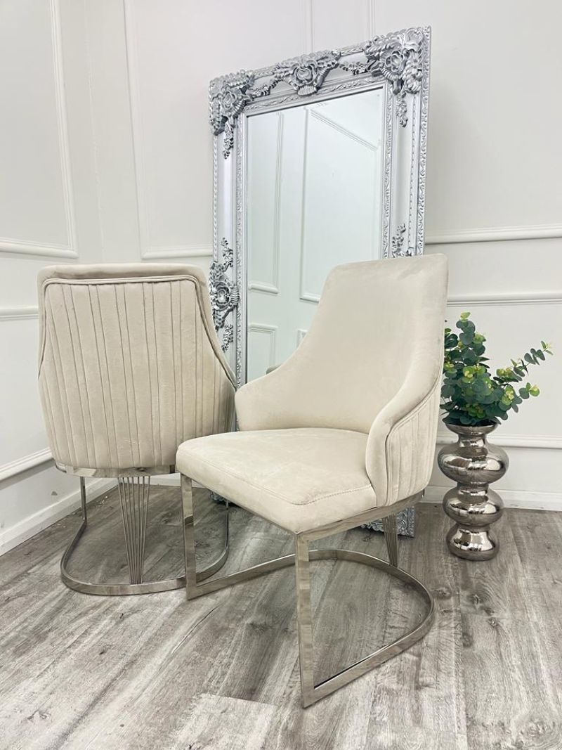 Oakwood Octavia 1.8M Pandora White Marble Dining Table Set Chelmsford Dining Chairs