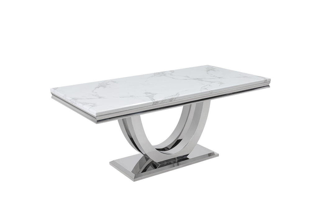 Oakwood Denver 1.8M Grey Marble Top Dining Table