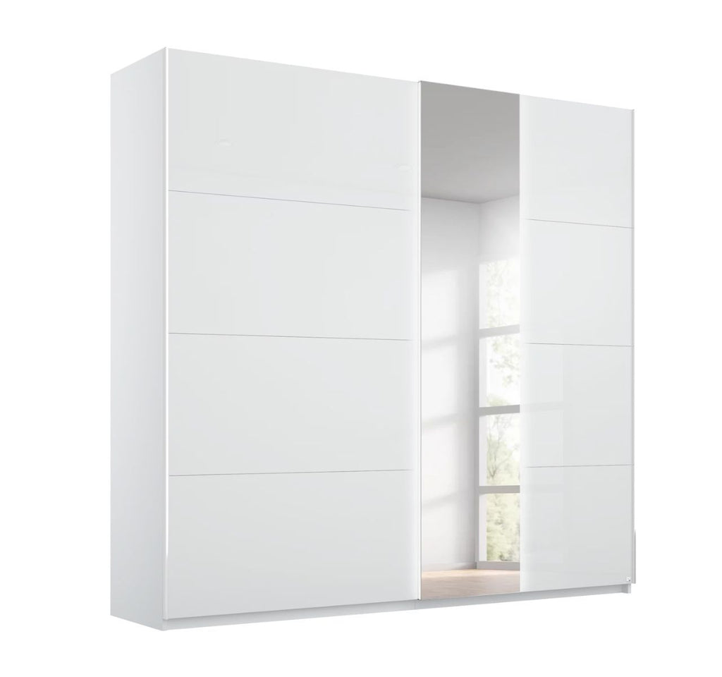 Oakwood Rauch Miramar Perth White Glass Sliding Door Wardrobe