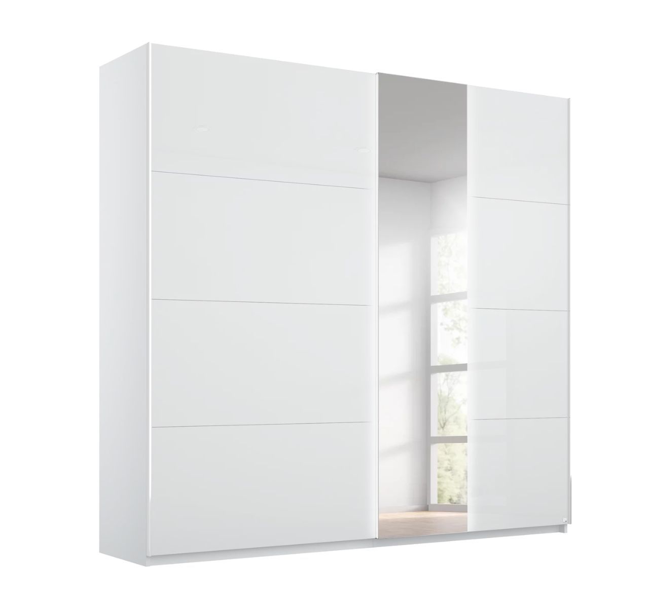 Oakwood Rauch Miramar Perth White Glass Sliding Door Wardrobe
