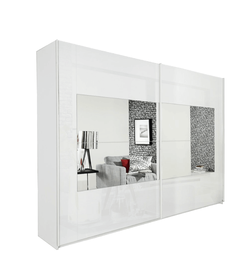 Oakwood Miramar Quest Type 4 White Glass Front Sliding Door Wardrobe