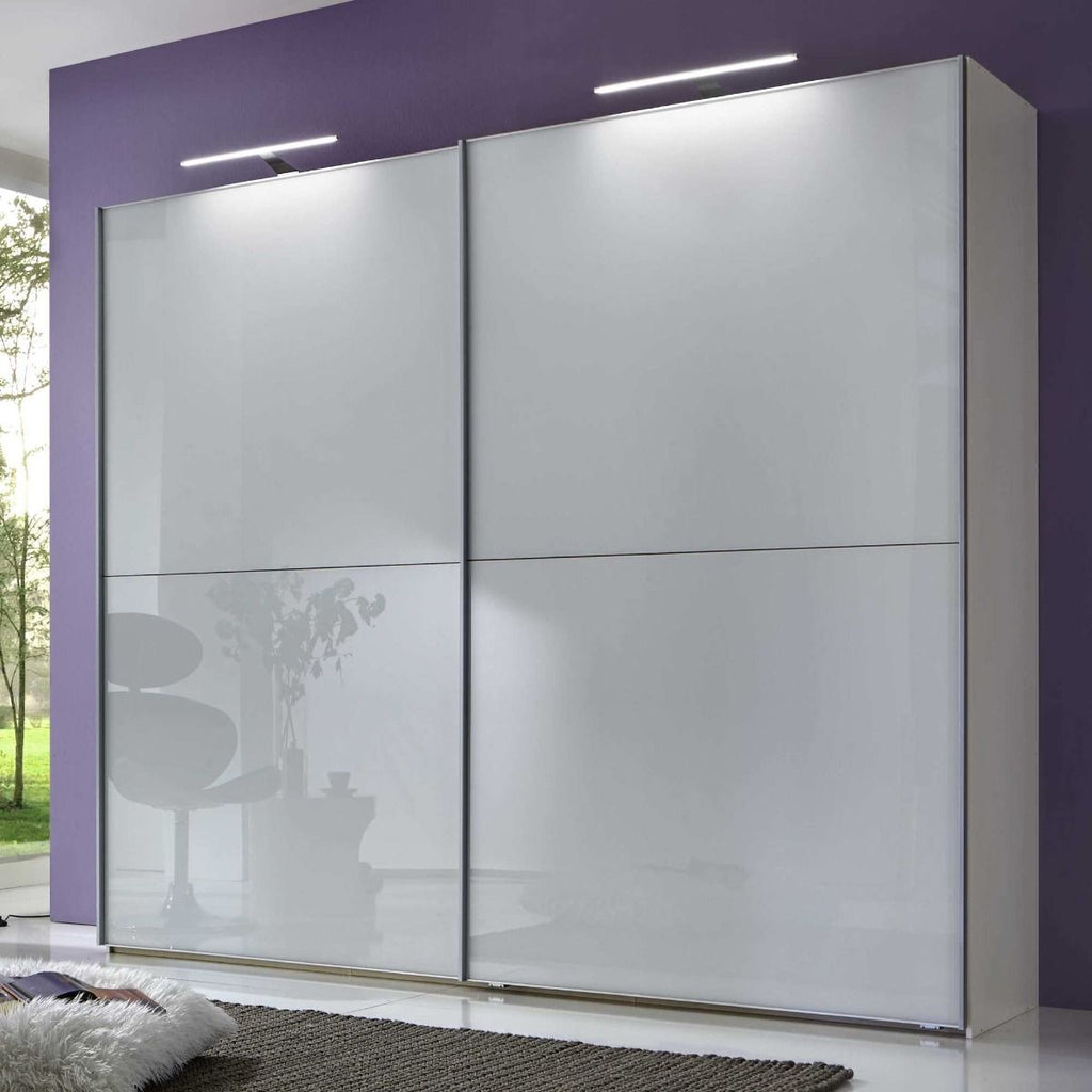 Oakwood Wiemann Berlin White Glass Front Finish Sliding Door Wardrobe