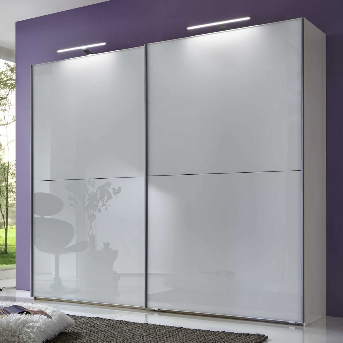 Oakwood Wiemann Berlin White Glass Front Finish Sliding Door Wardrobe
