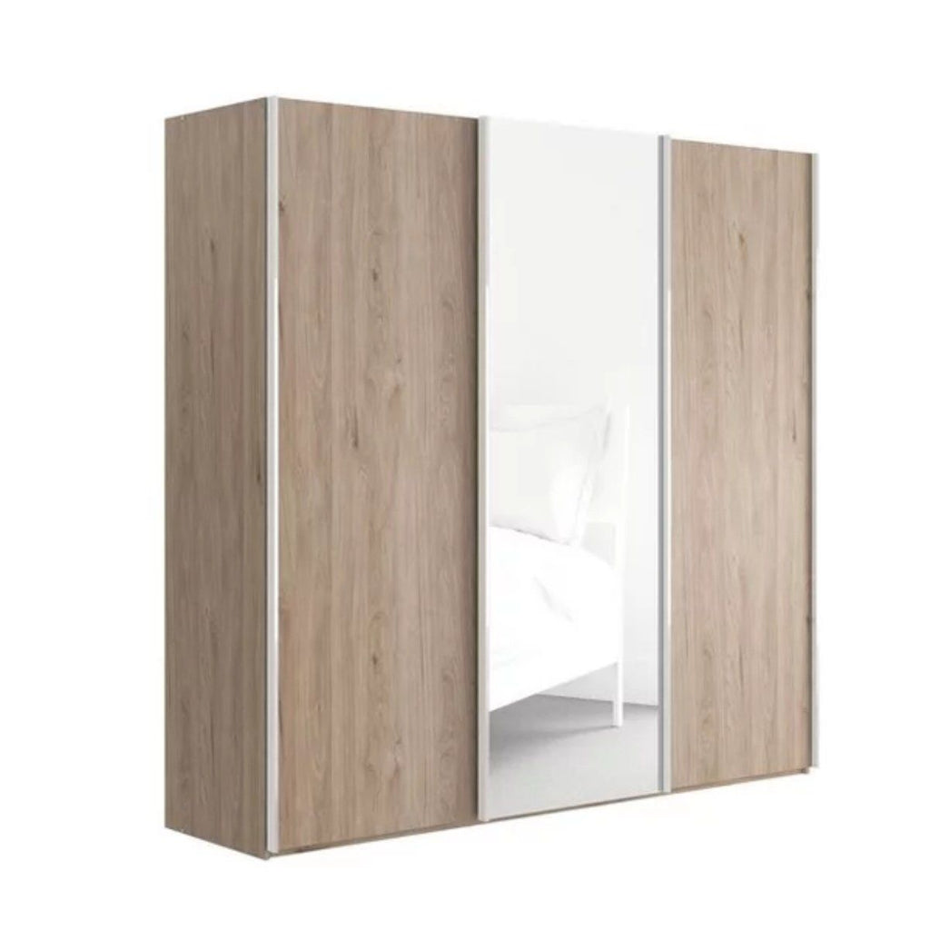 Oakwood Wiemann Miami 3 Door Sliding Wardrobe Oak & Mirror Front - Holm Oak