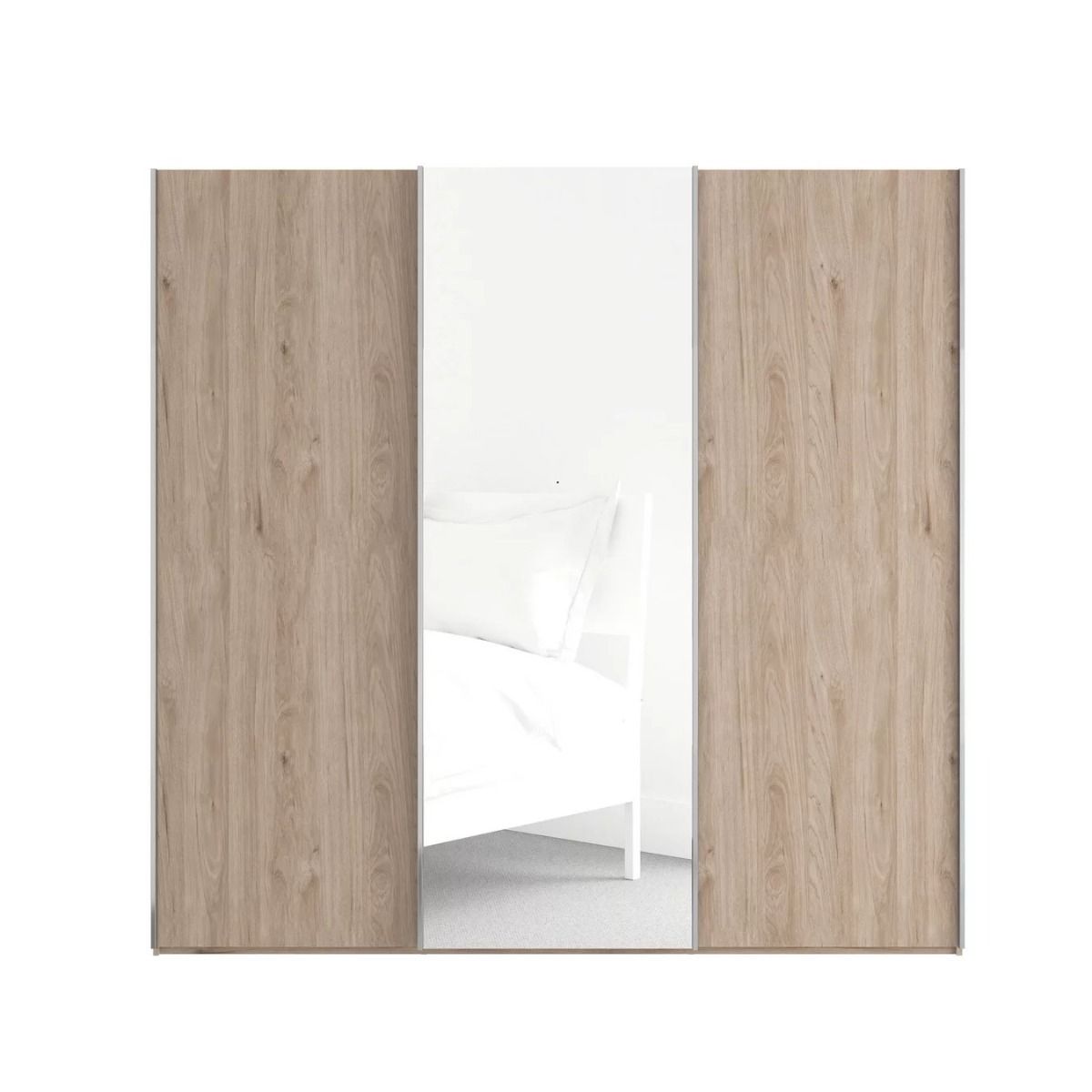 Oakwood Wiemann Miami 3 Door Sliding Wardrobe Oak & Mirror Front - Holm Oak