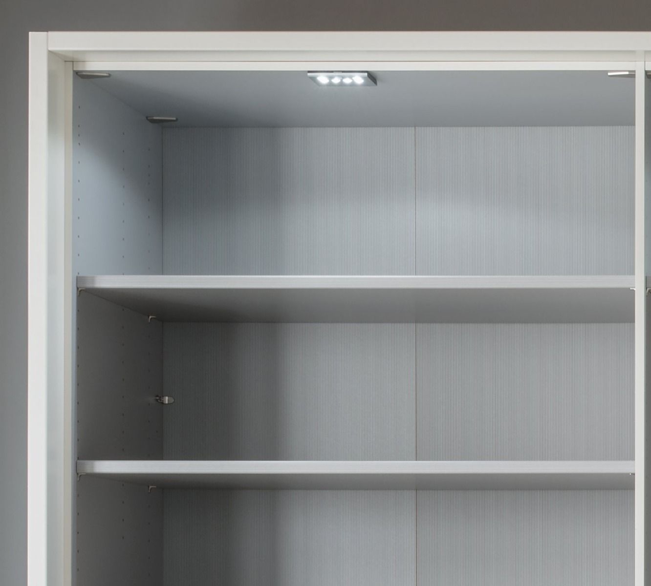 Oakwood Wiemann Loft White Glass Front 300CM Bi-Folding Doors Wardrobe With Drawers