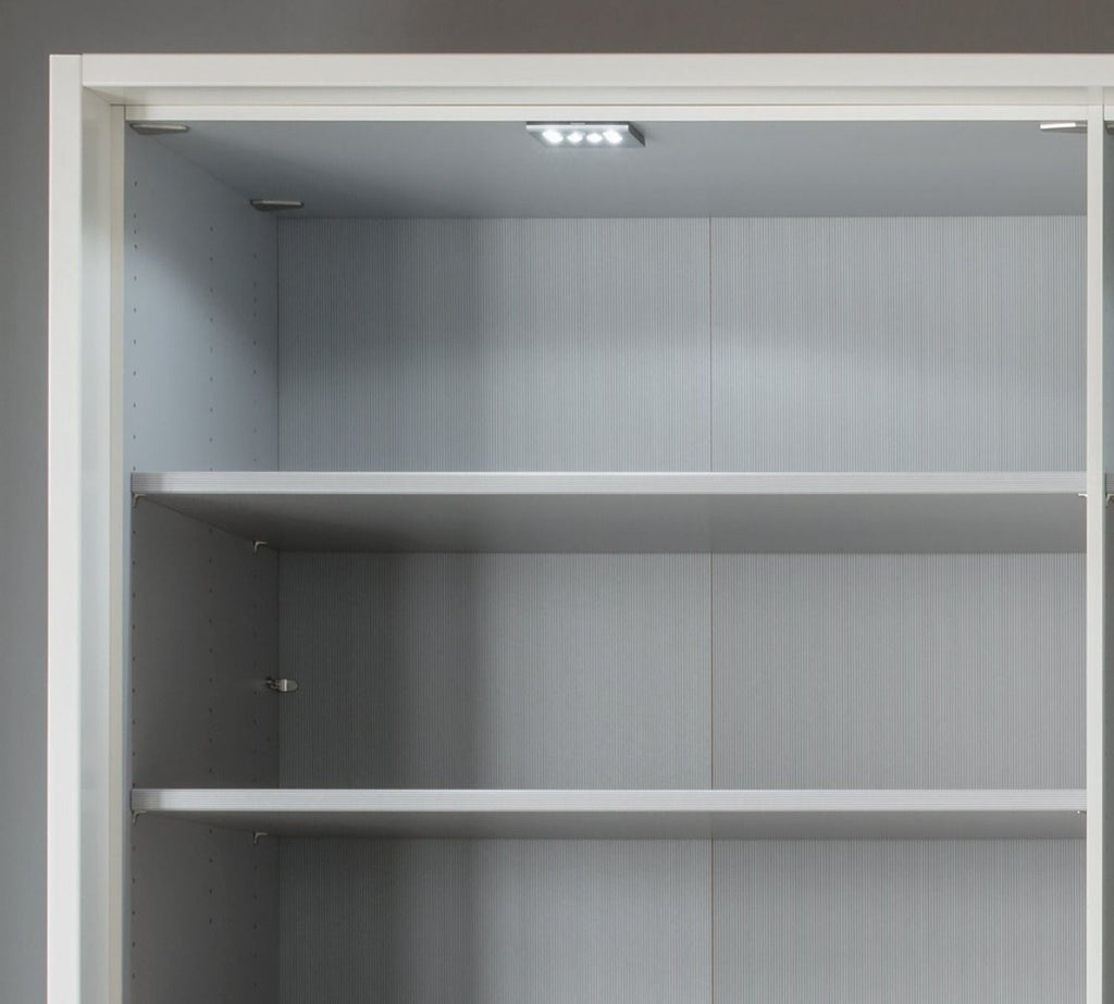 Oakwood Wiemann Loft Champagne Glass Front 250CM Bi-Folding Doors Wardrobe With Drawers