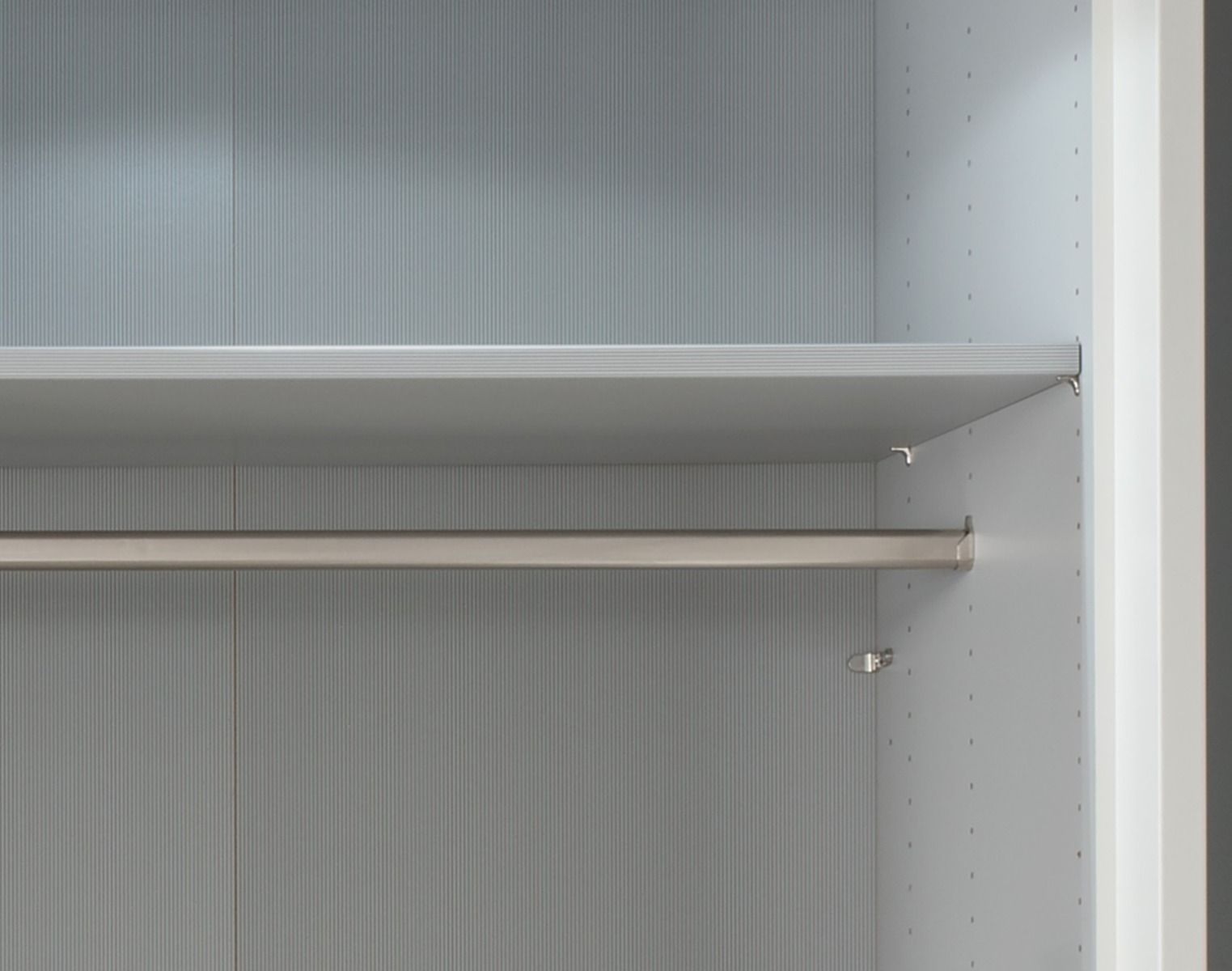 Oakwood Wiemann Loft White Glass Front 250CM Bi-Folding Doors Wardrobe With Drawers
