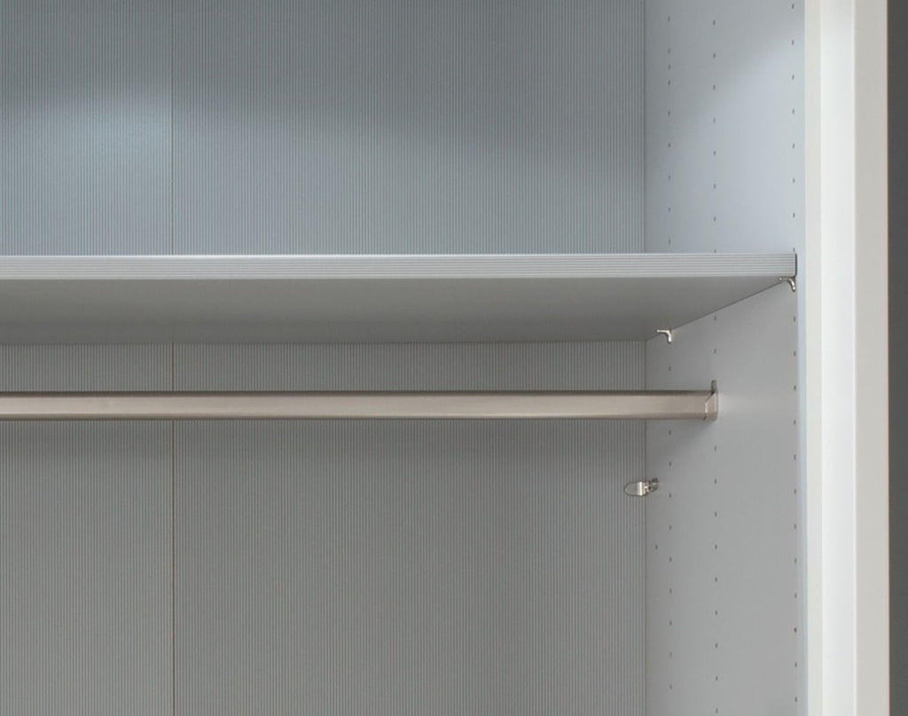 Oakwood Wiemann Loft White Glass Front 300CM Bi-Folding Doors 9 Drawer Wardrobe