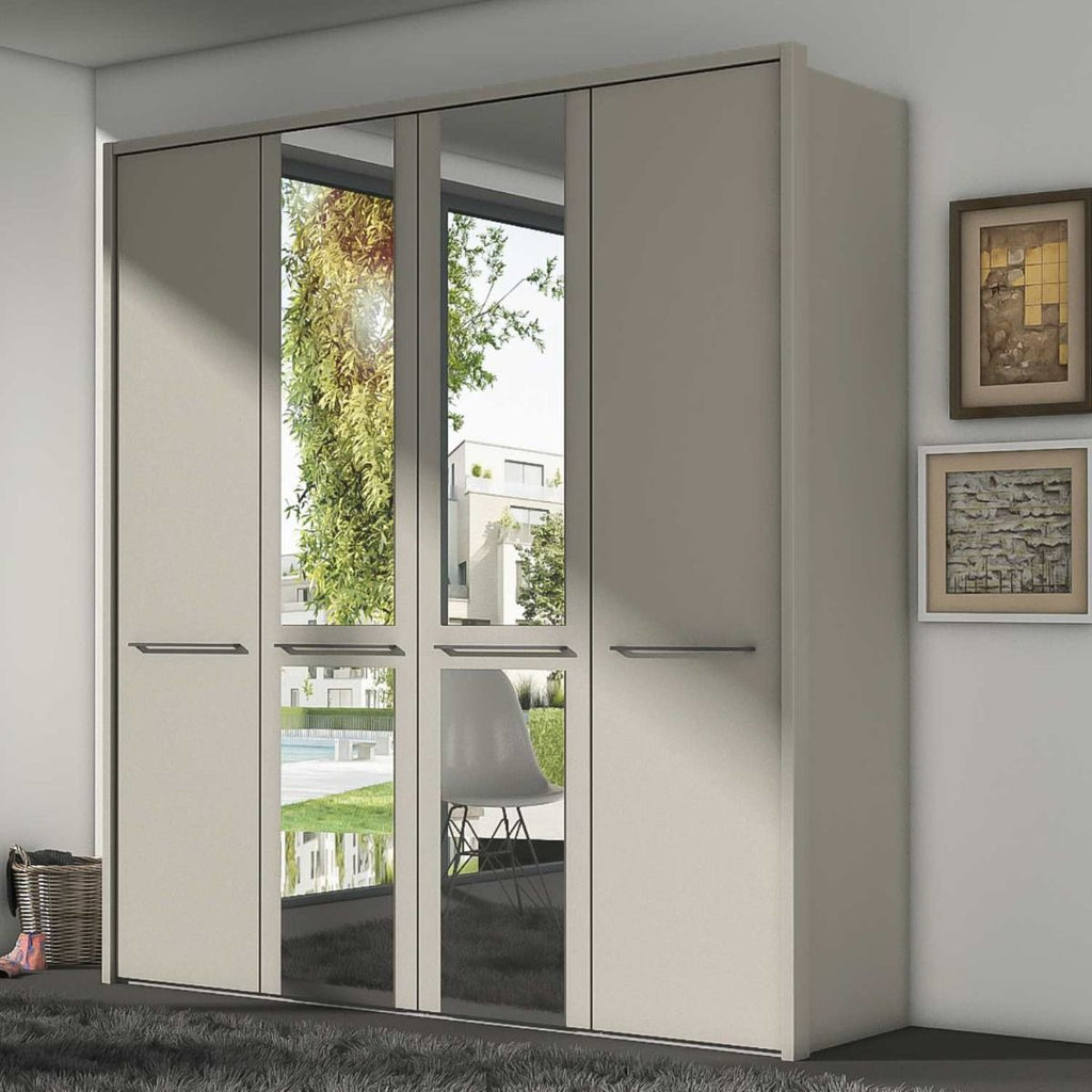 Oakwood Wiemann Cairns Pebble Grey & Mirrored Front Hinged Door Wardrobe