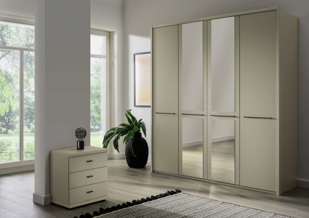 Oakwood Wiemann Cairns Pebble Grey & Mirrored Front Hinged Door Wardrobe