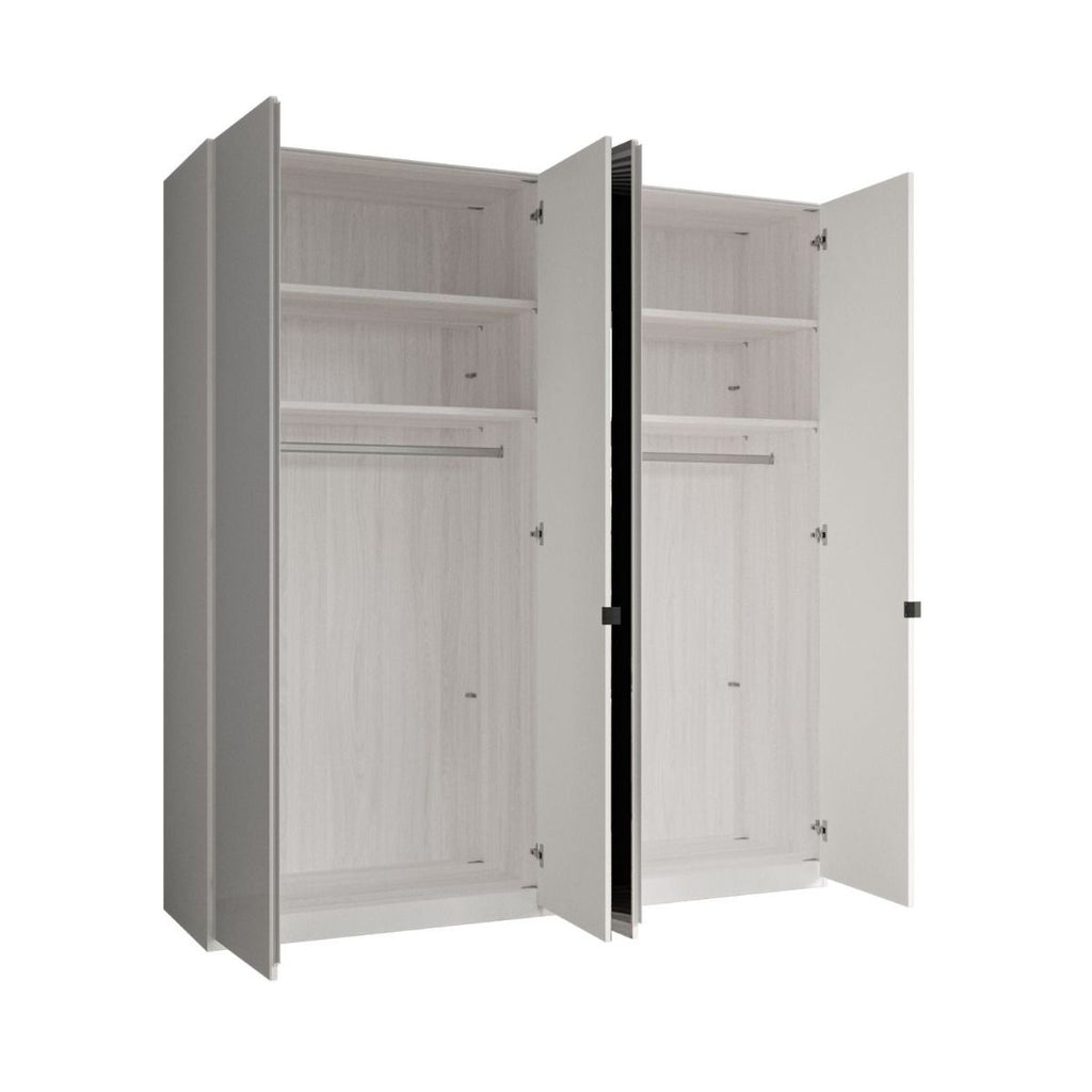 Oakwood Wiemann Dakar Dark Rustic Oak & Mirrored 4-Door Hinged  Wardrobe
