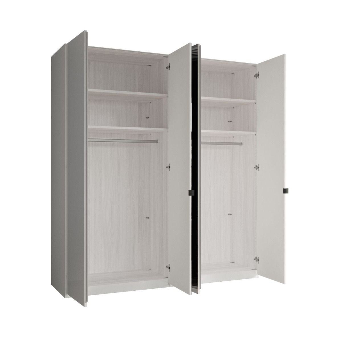 Oakwood Wiemann Dakar Dark Rustic Oak & Mirrored 4-Door Hinged  Wardrobe
