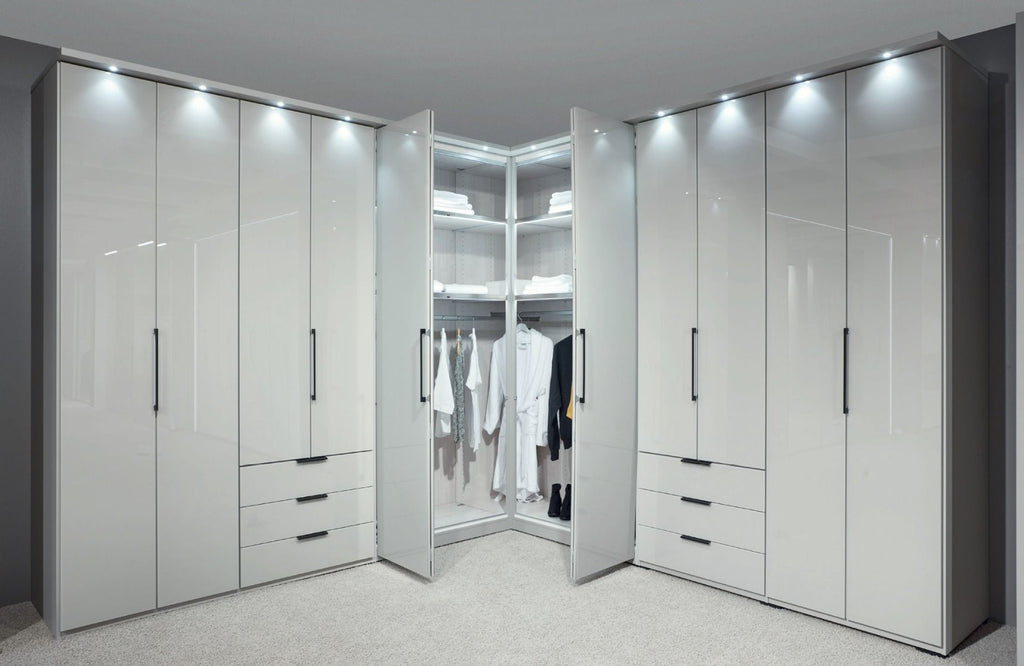 Oakwood Wiemann Monaco Corner Wardrobe With Glass Front Bi-Folding Doors