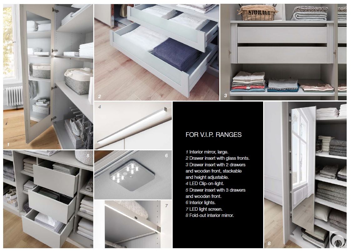 Oakwood Wiemann Loft White Glass Front 200CM Bi-Folding Doors Wardrobe With Drawers