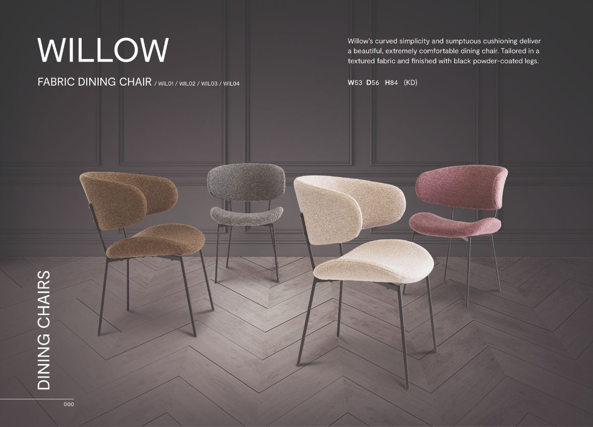 Oakwood Willow Fabric Dining Chair - Linen