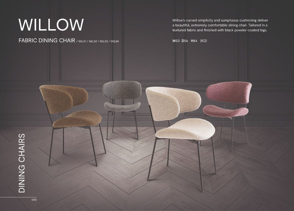 Oakwood Willow Fabric Dining Chair - Dark Grey
