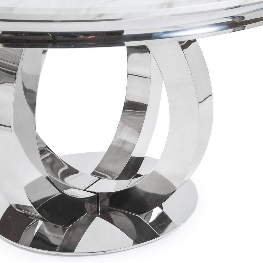 Oakwood Oracle 130cm Round Grey Marble Dining Table